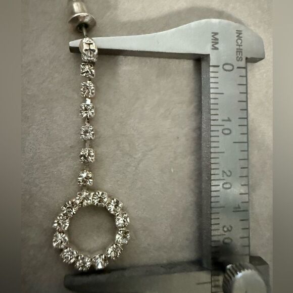 Sparkly Rhinestone Drop Circle Earrings – Elegant Statement Jewelry - Picture 5 of 17